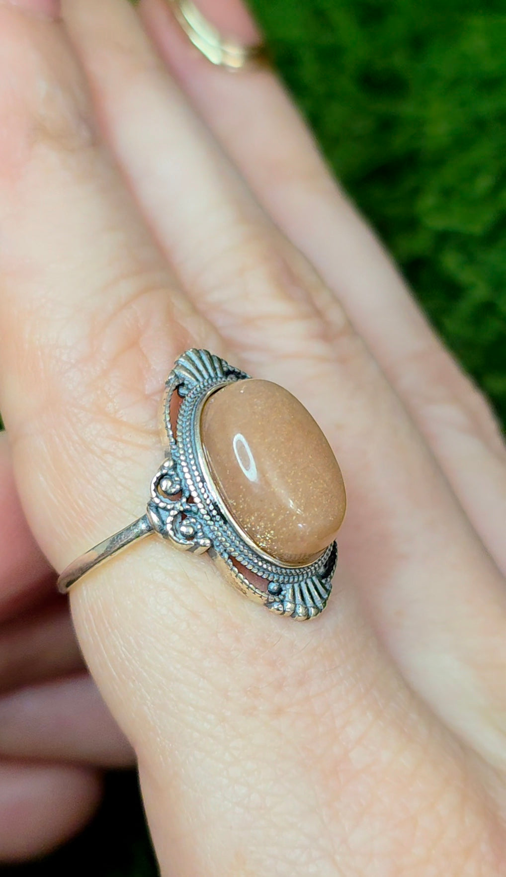 Oval Peach Moonstone Ring C