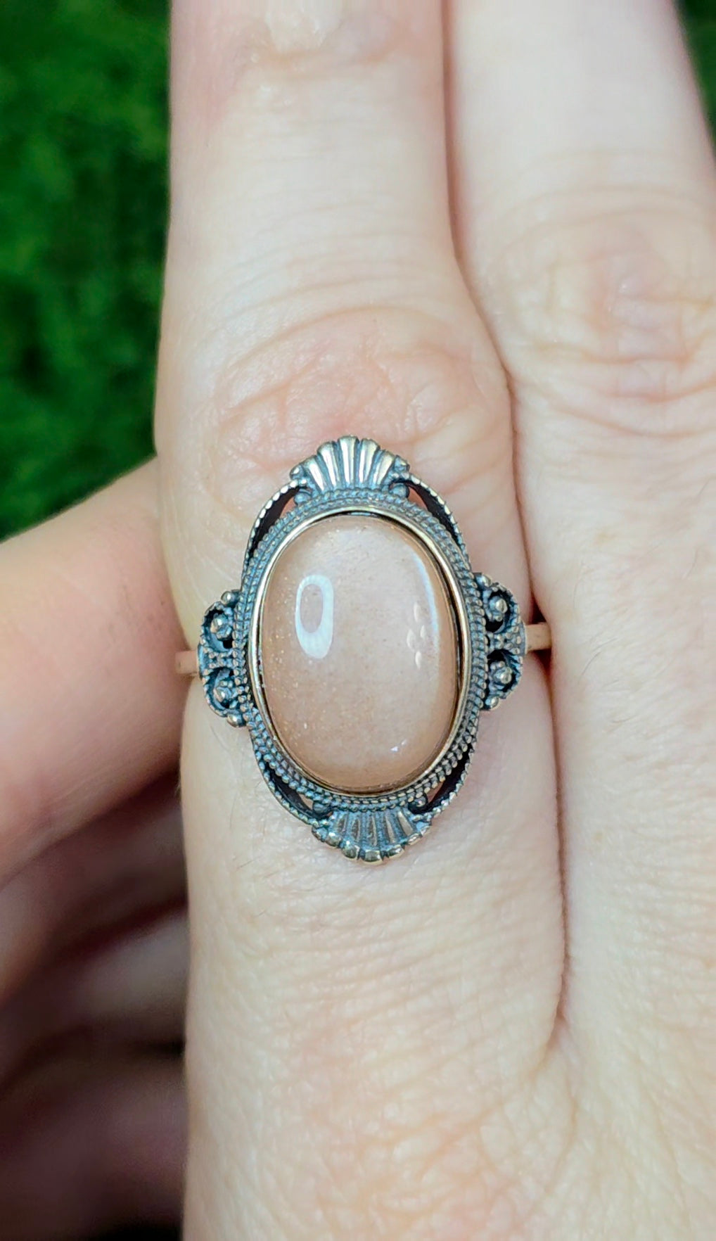 Oval Peach Moonstone Ring C