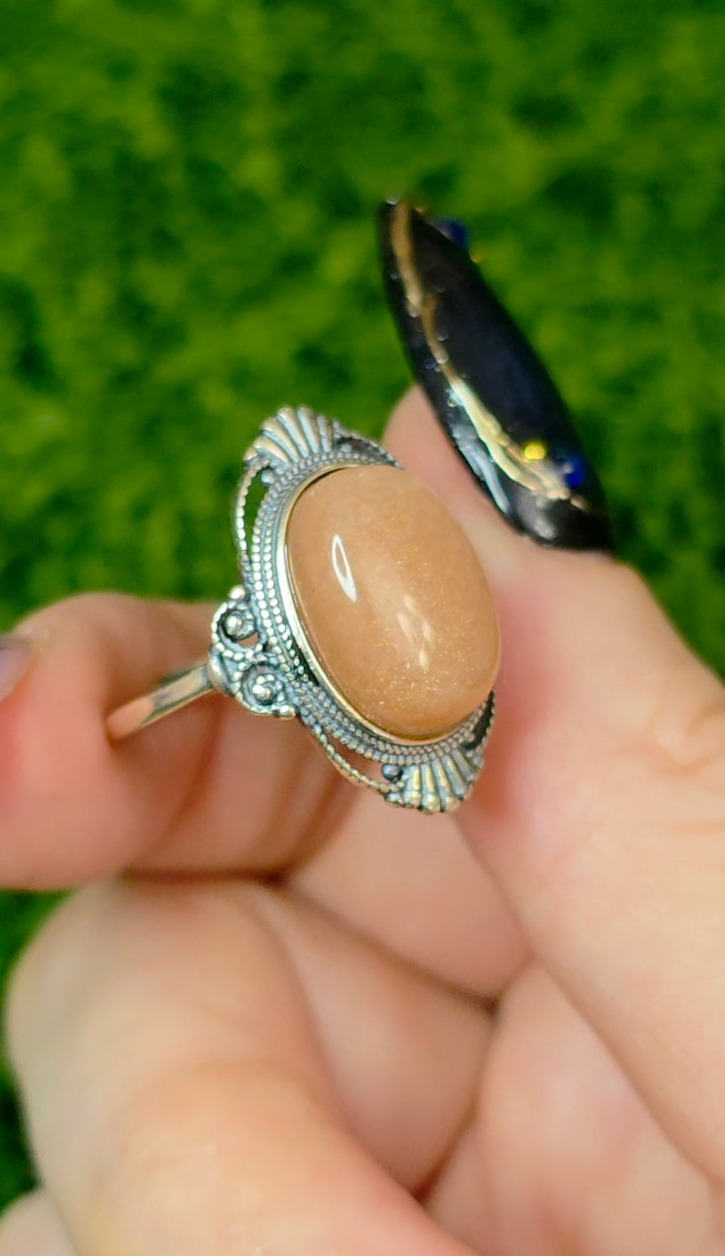 Oval Peach Moonstone Ring C
