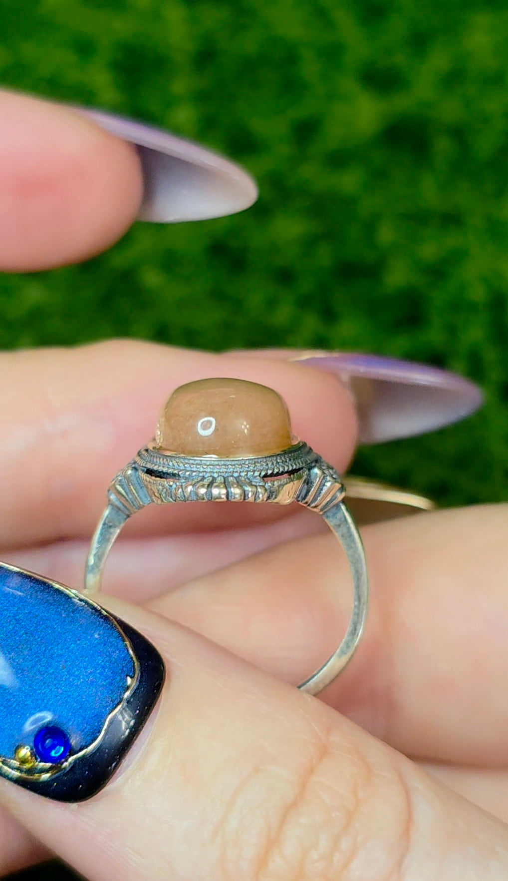 Oval Peach Moonstone Ring C