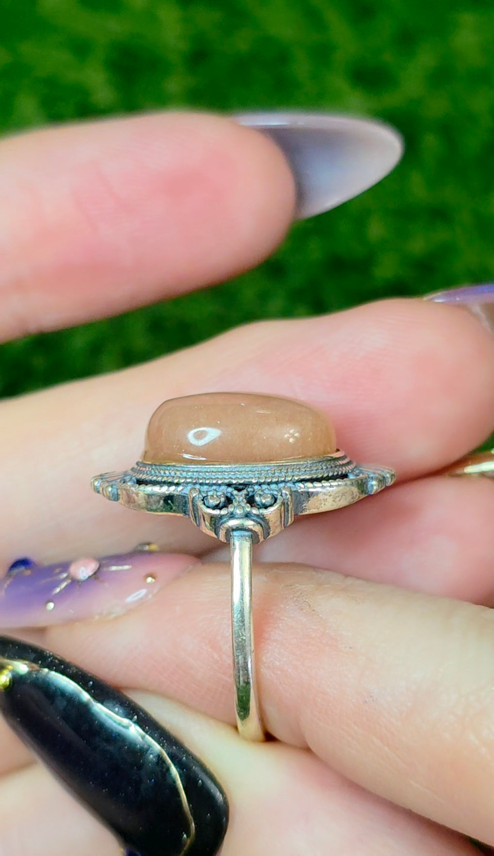 Oval Peach Moonstone Ring C