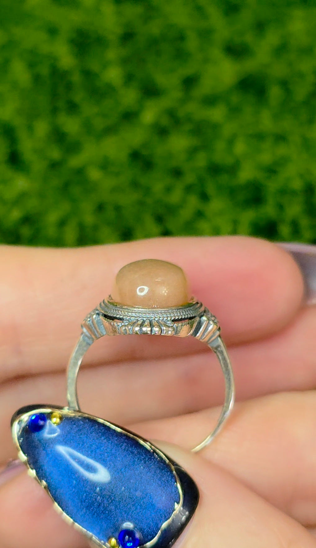 Oval Peach Moonstone Ring C