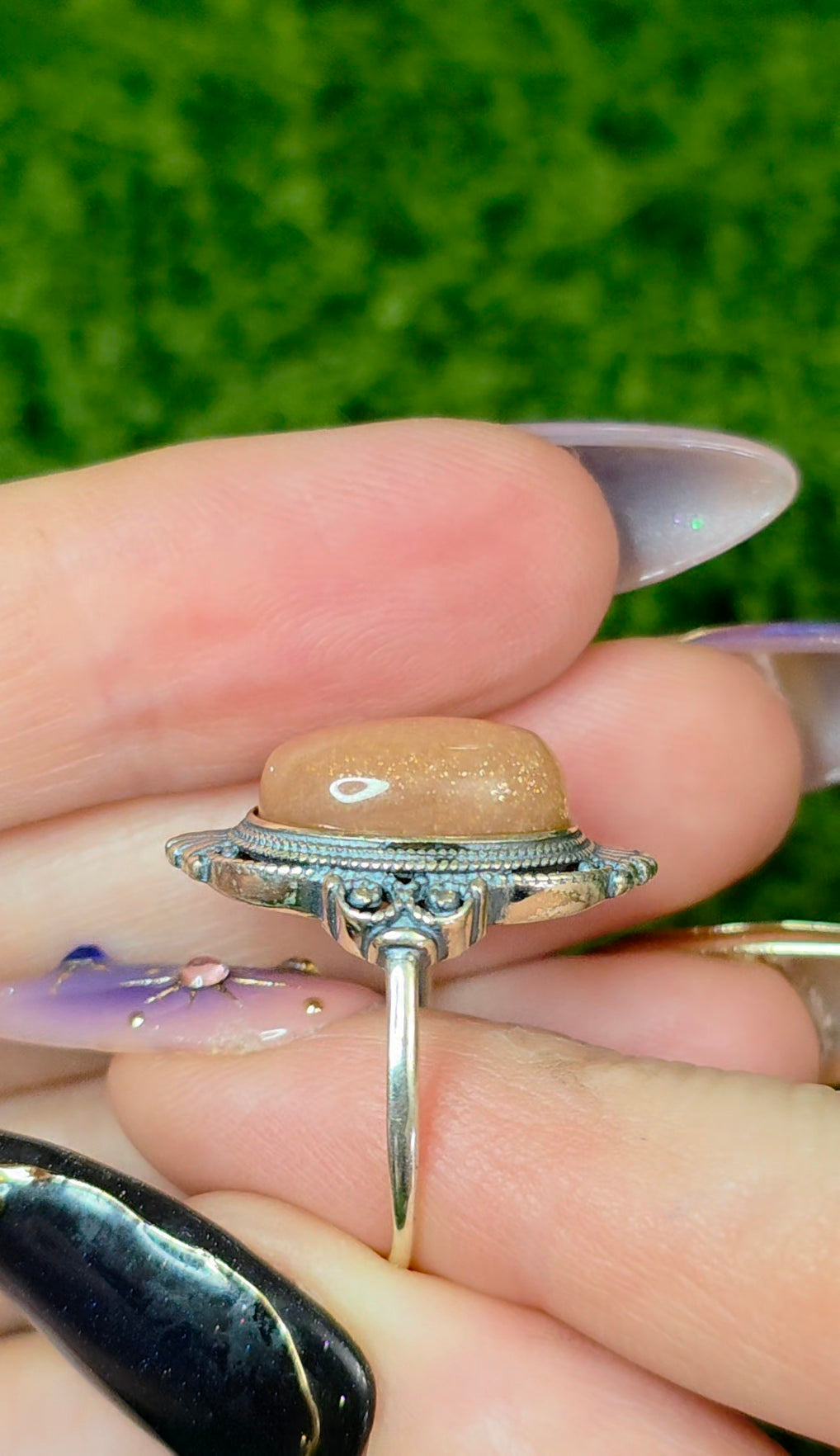 Oval Peach Moonstone Ring C