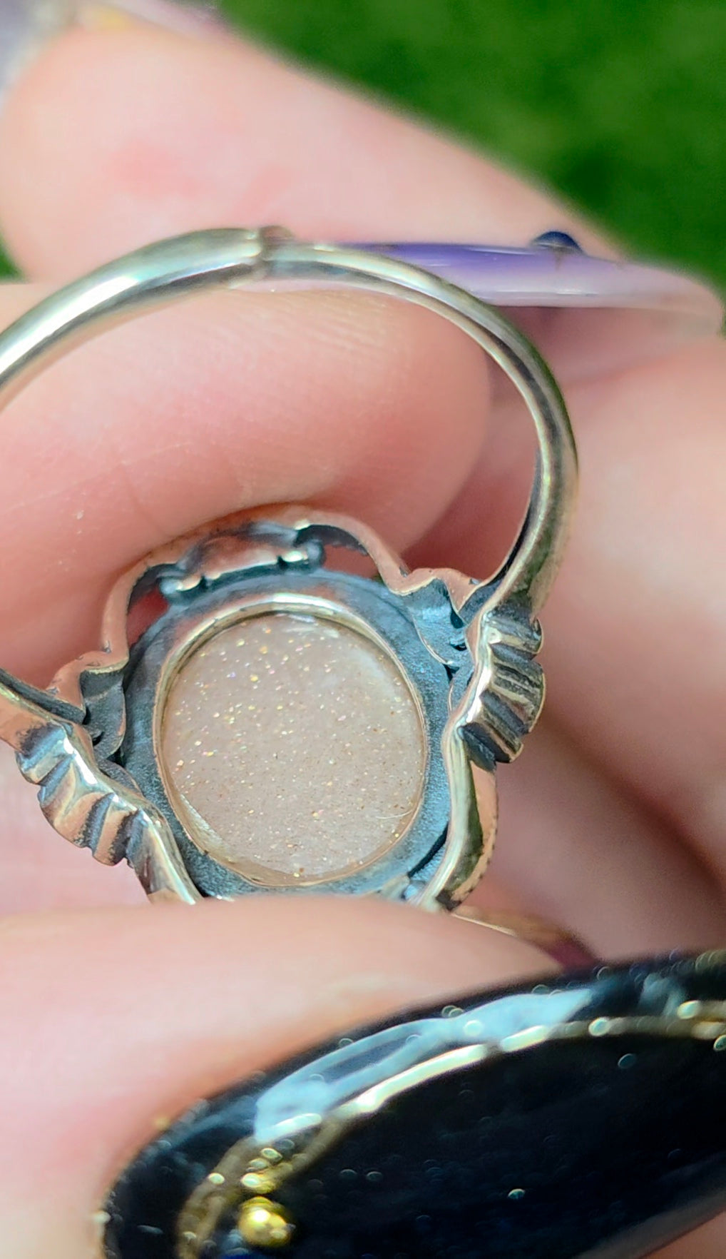 Oval Peach Moonstone Ring C