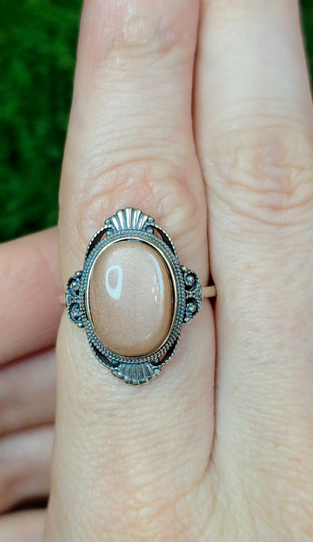 Oval Peach Moonstone Ring C
