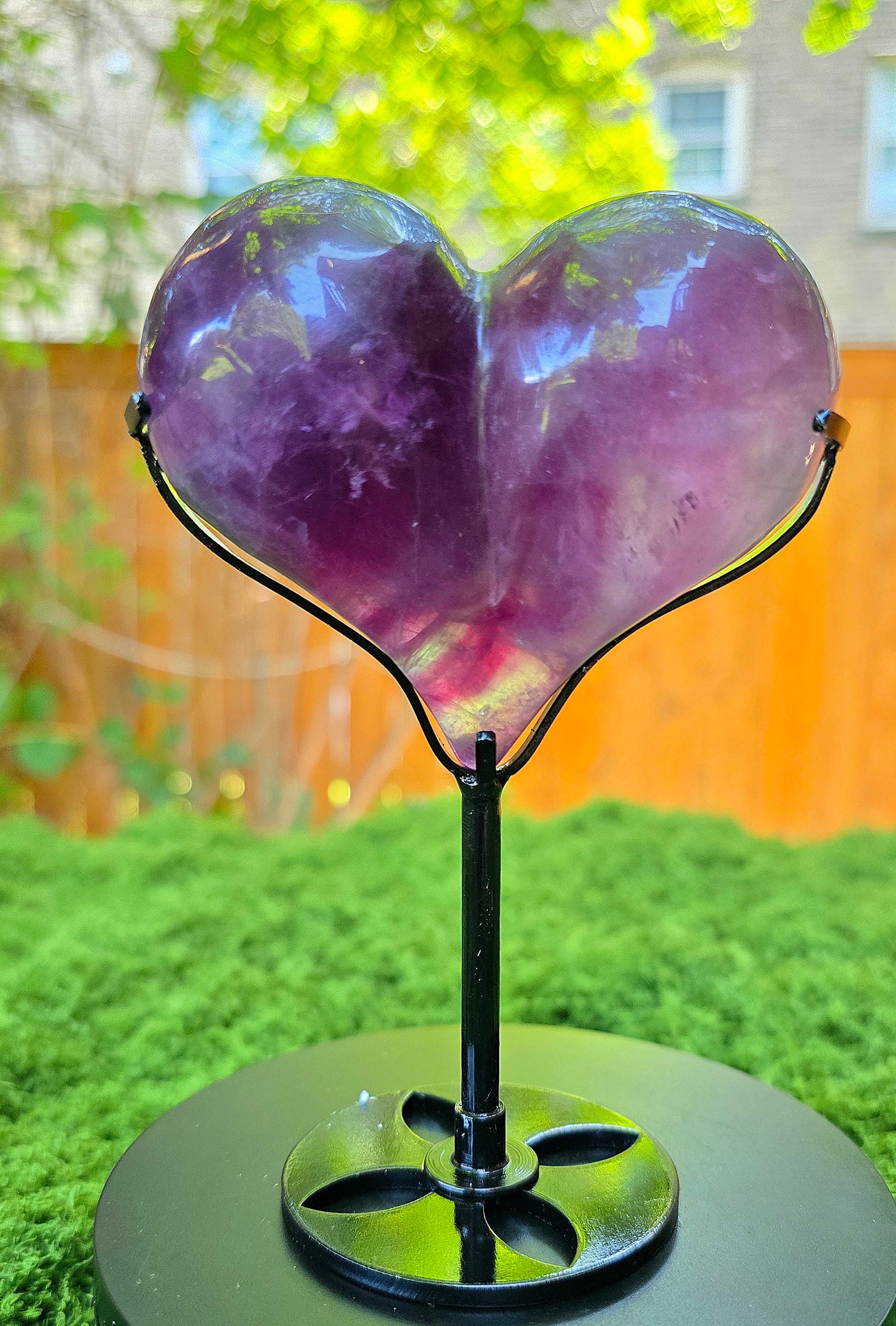 Purple Fluorite Puffy Heart