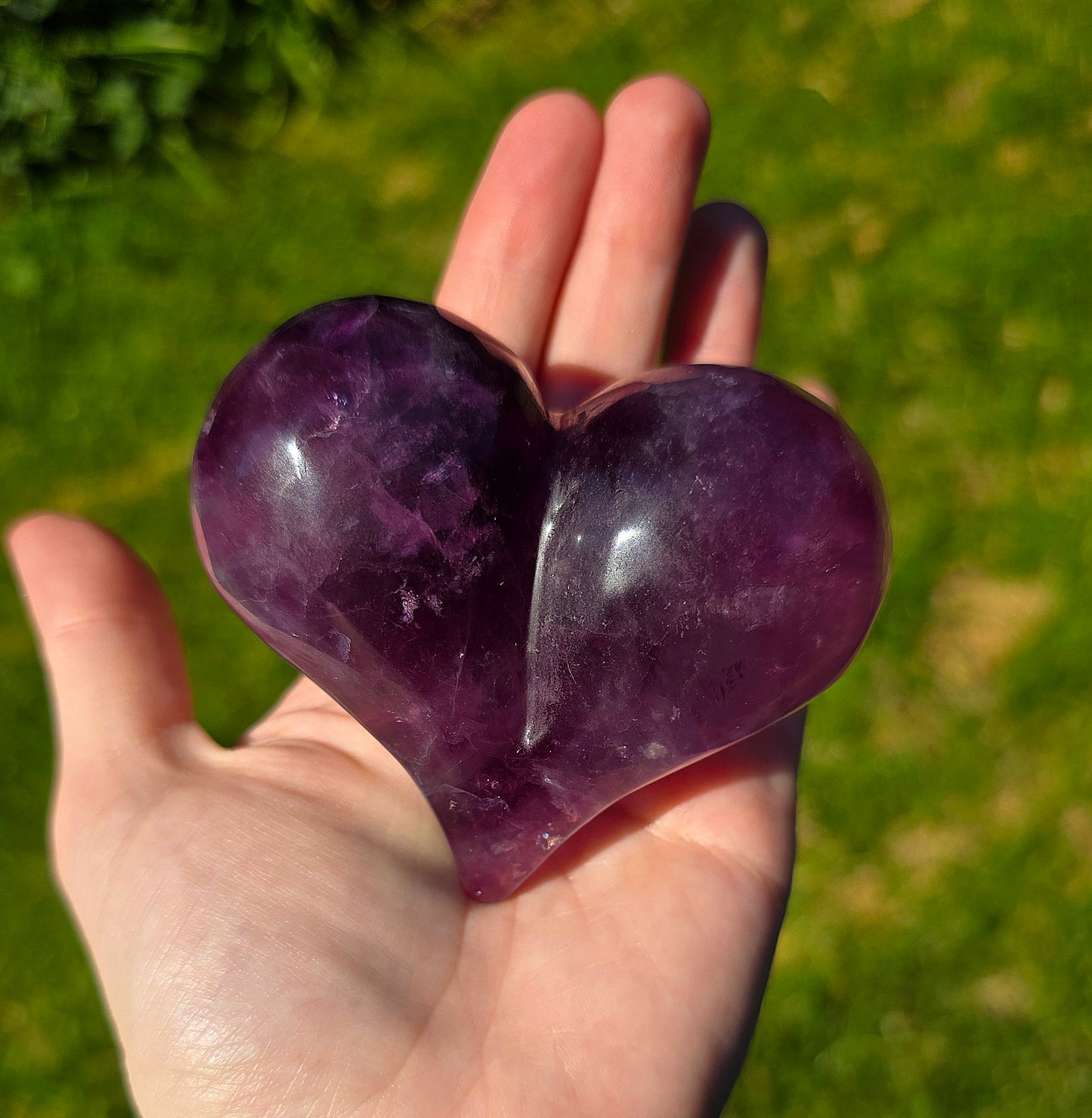 Purple Fluorite Puffy Heart