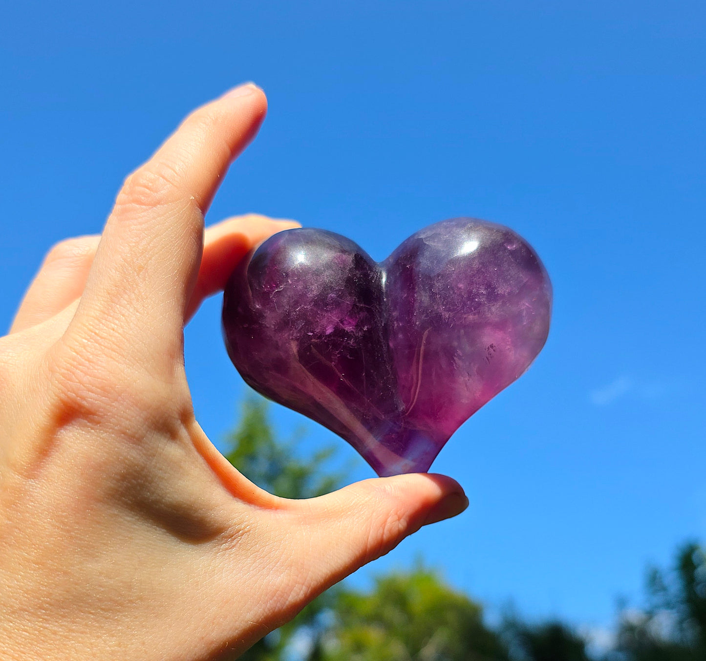 Purple Fluorite Puffy Heart