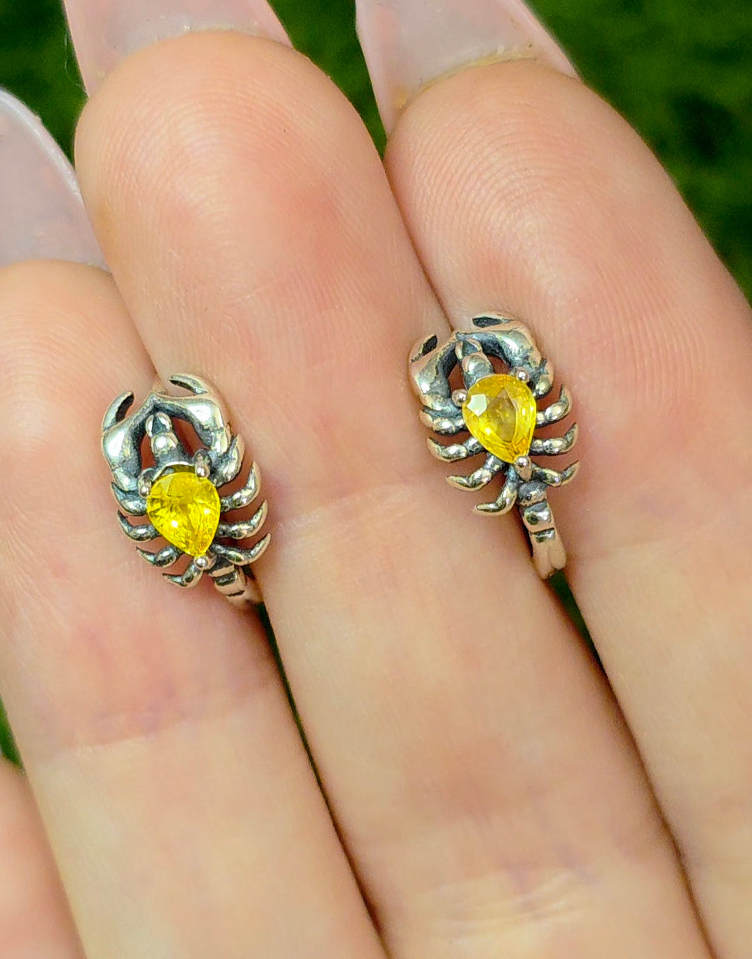 Yellow Sapphire Scorpion Hoop Earrings