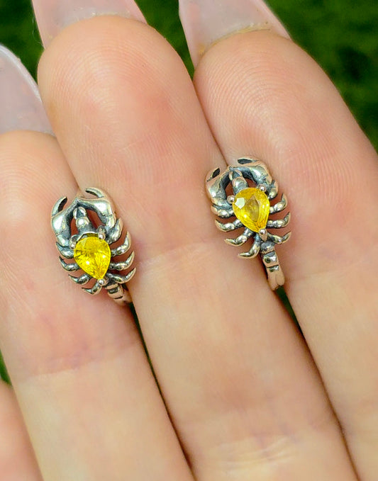 Yellow Sapphire Scorpion Hoop Earrings