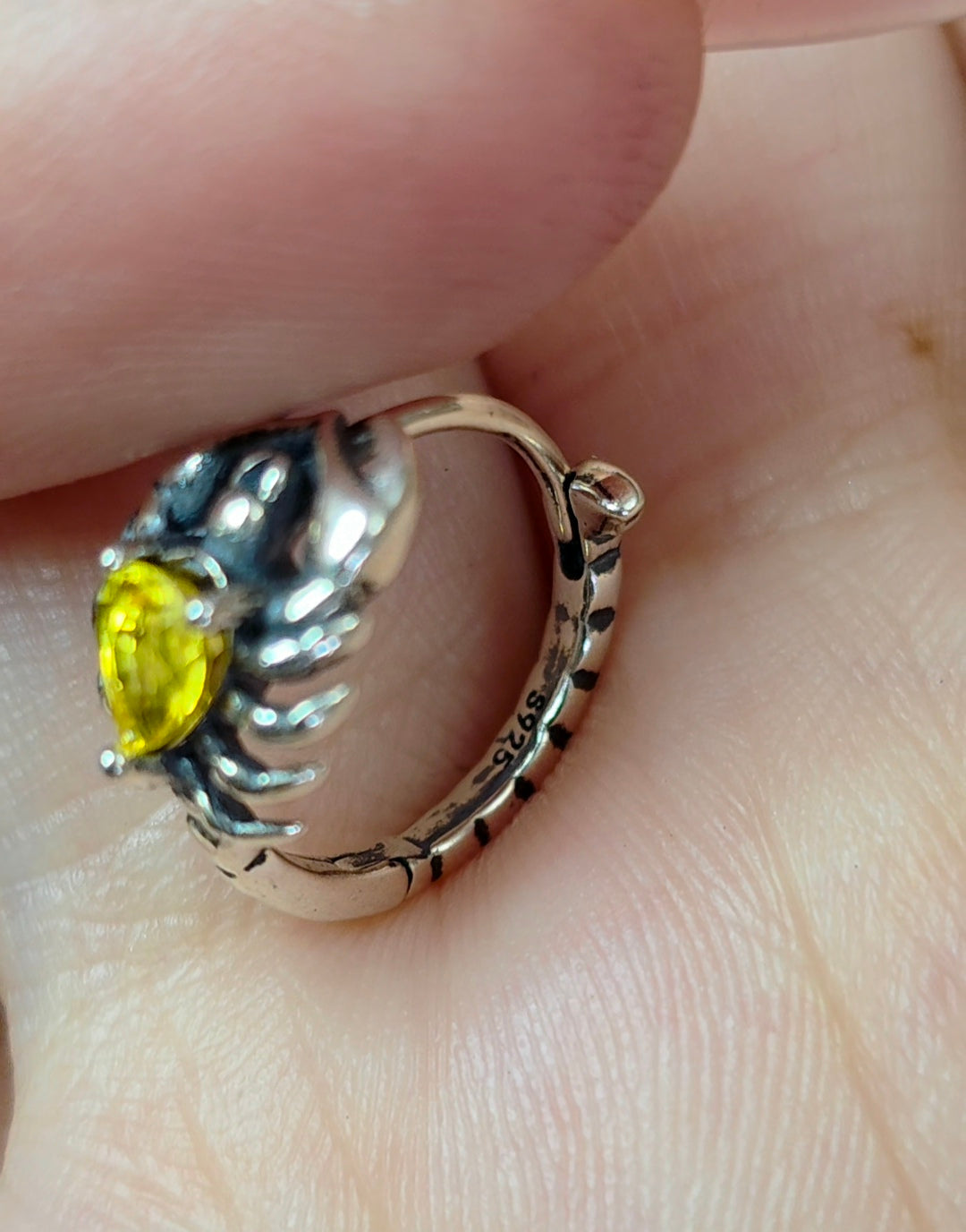 Yellow Sapphire Scorpion Hoop Earrings