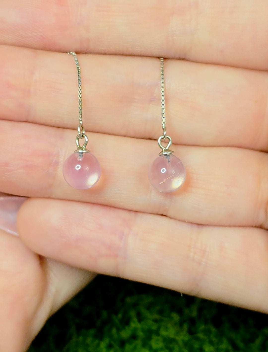 Lavender Moon Quartz Sphere Earrings
