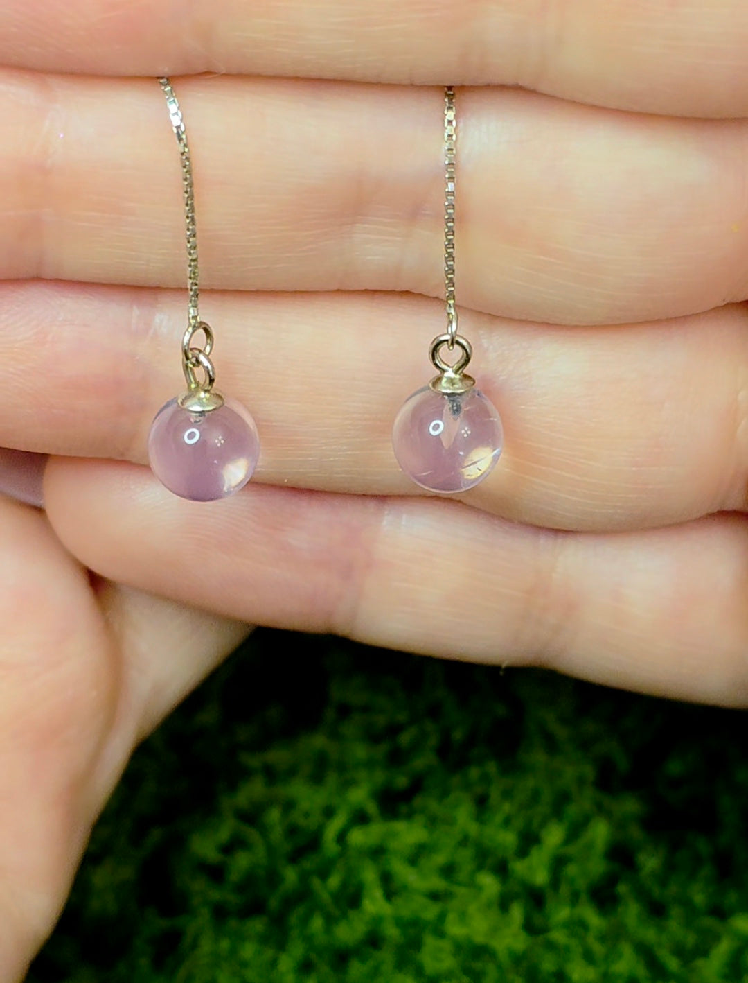 Lavender Moon Quartz Sphere Earrings