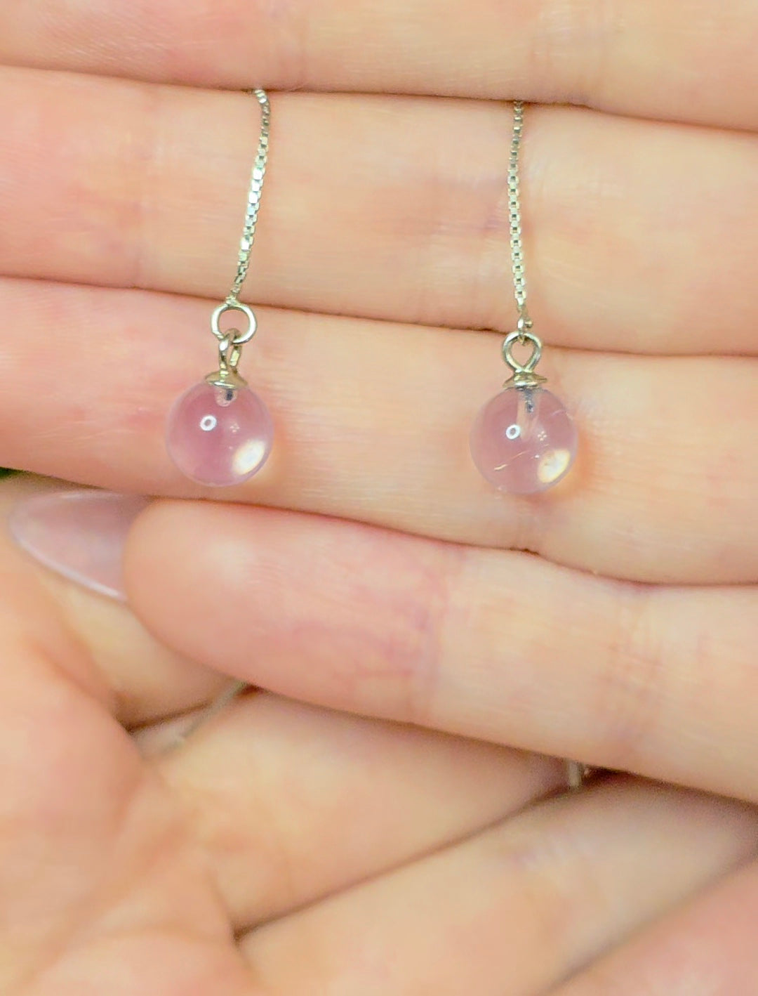 Lavender Moon Quartz Sphere Earrings