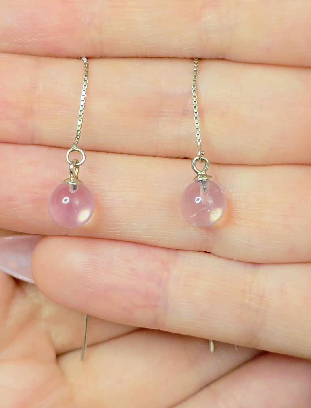 Lavender Moon Quartz Sphere Earrings