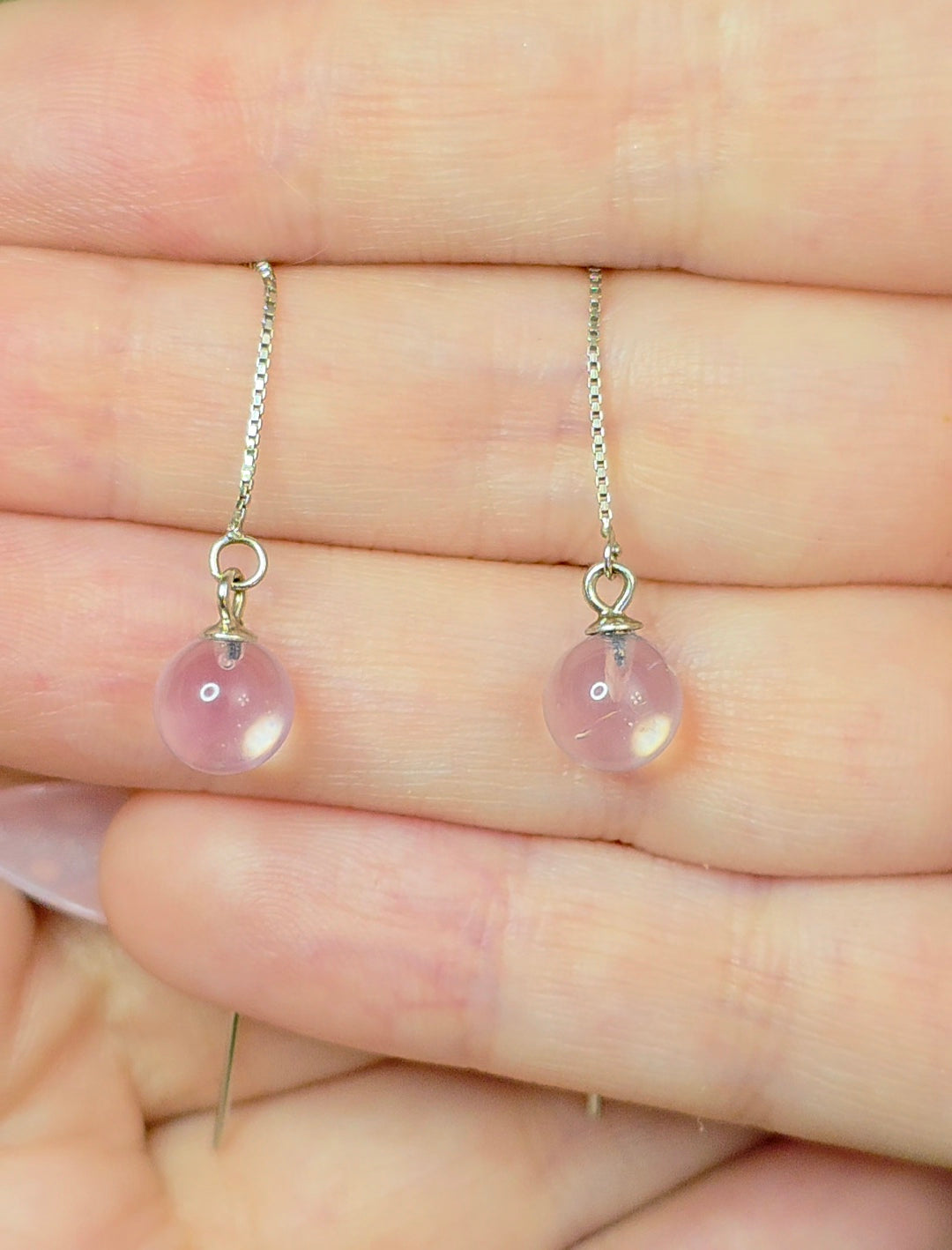Lavender Moon Quartz Sphere Earrings
