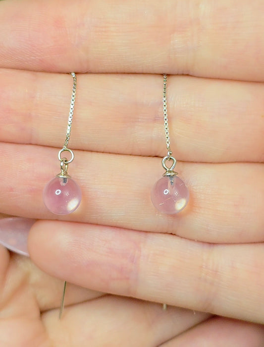 Lavender Moon Quartz Sphere Earrings