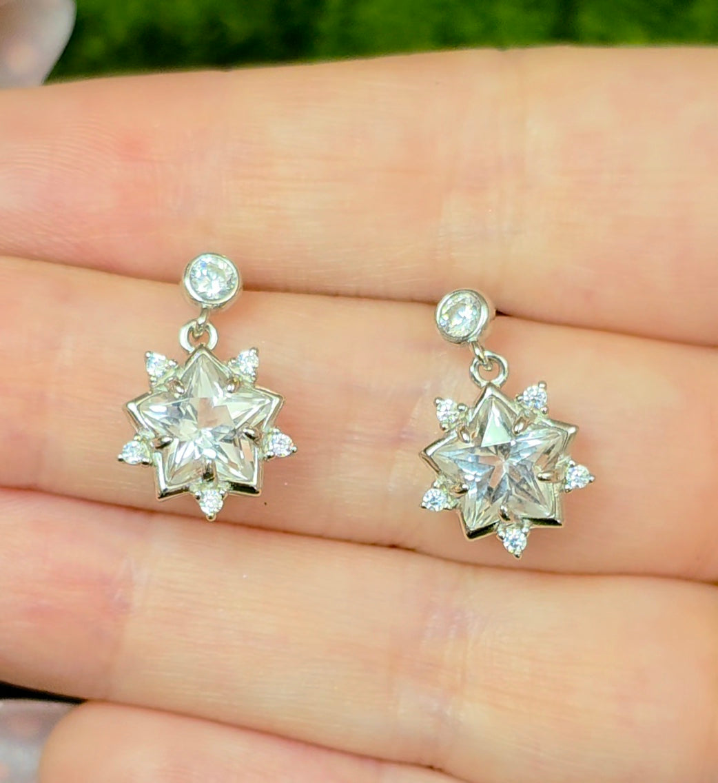 Clear Quartz Star Earrings C