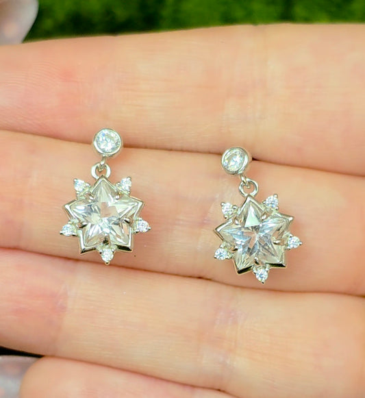 Clear Quartz Star Earrings C