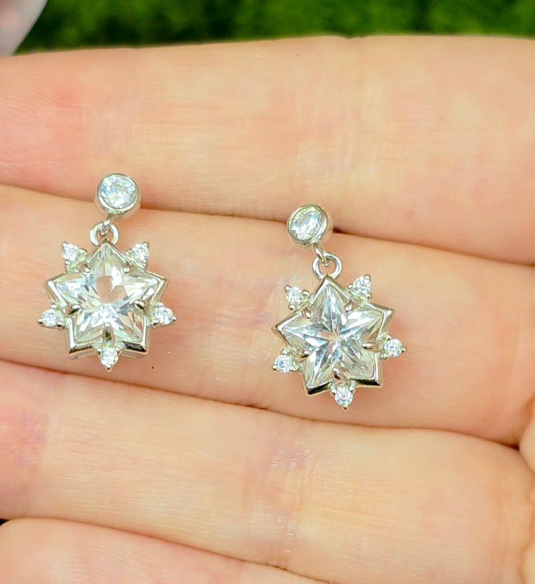Clear Quartz Star Earrings C