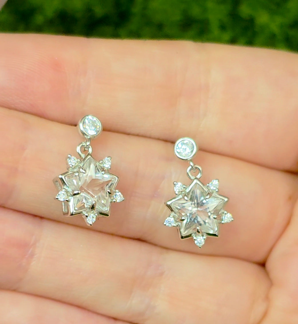 Clear Quartz Star Earrings C