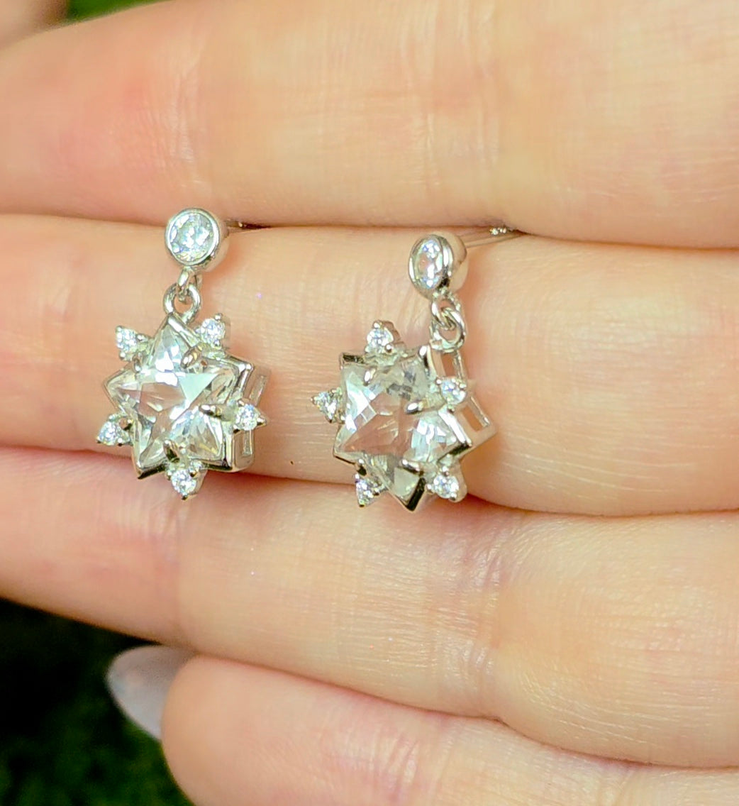 Clear Quartz Star Earrings C