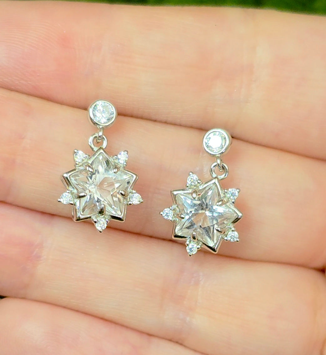 Clear Quartz Star Earrings C