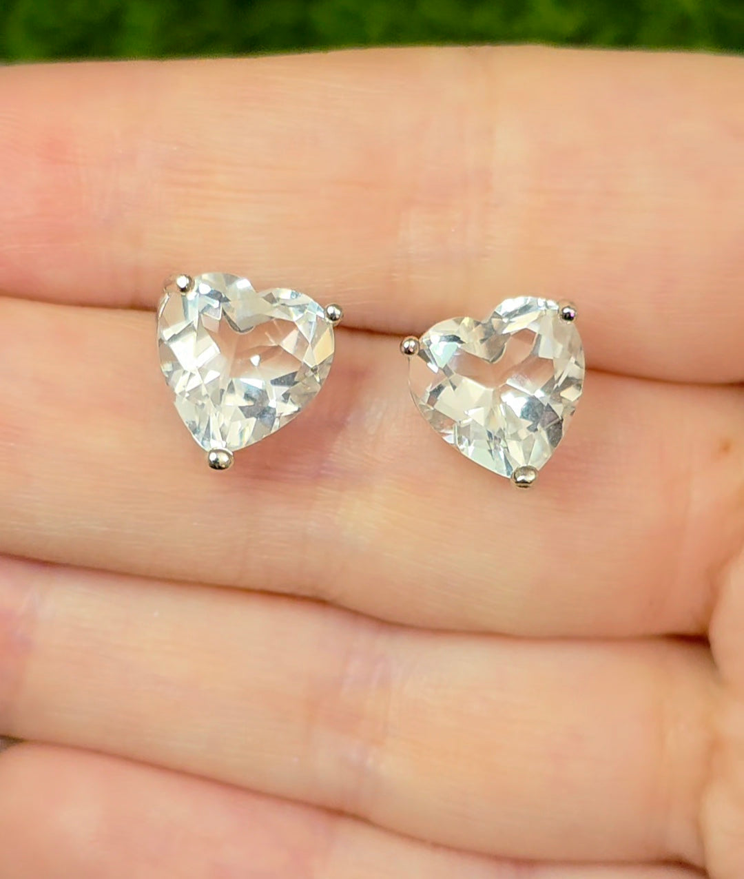 Clear Quartz Heart Earrings