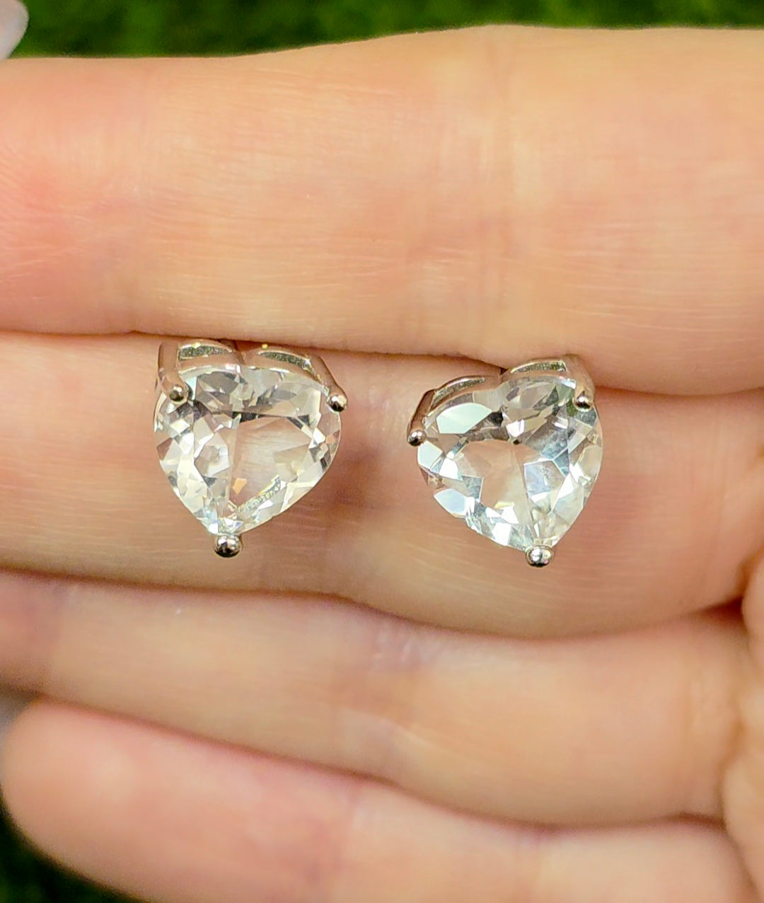 Clear Quartz Heart Earrings