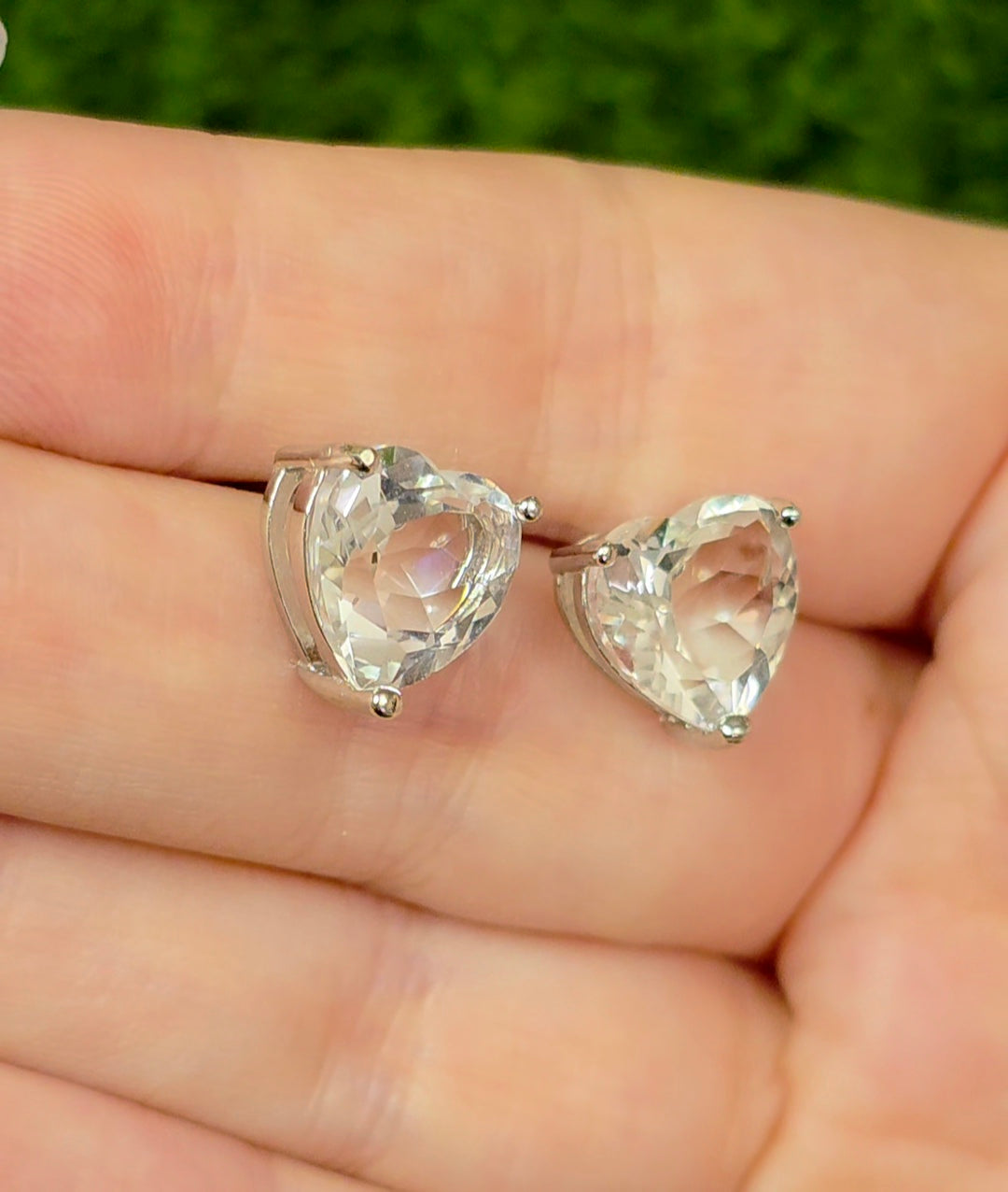 Clear Quartz Heart Earrings
