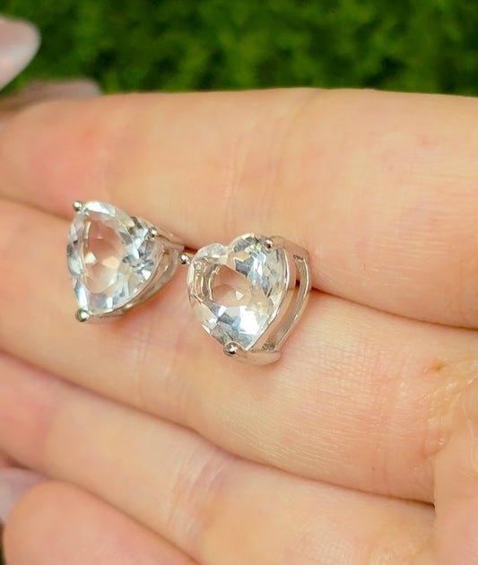 Clear Quartz Heart Earrings