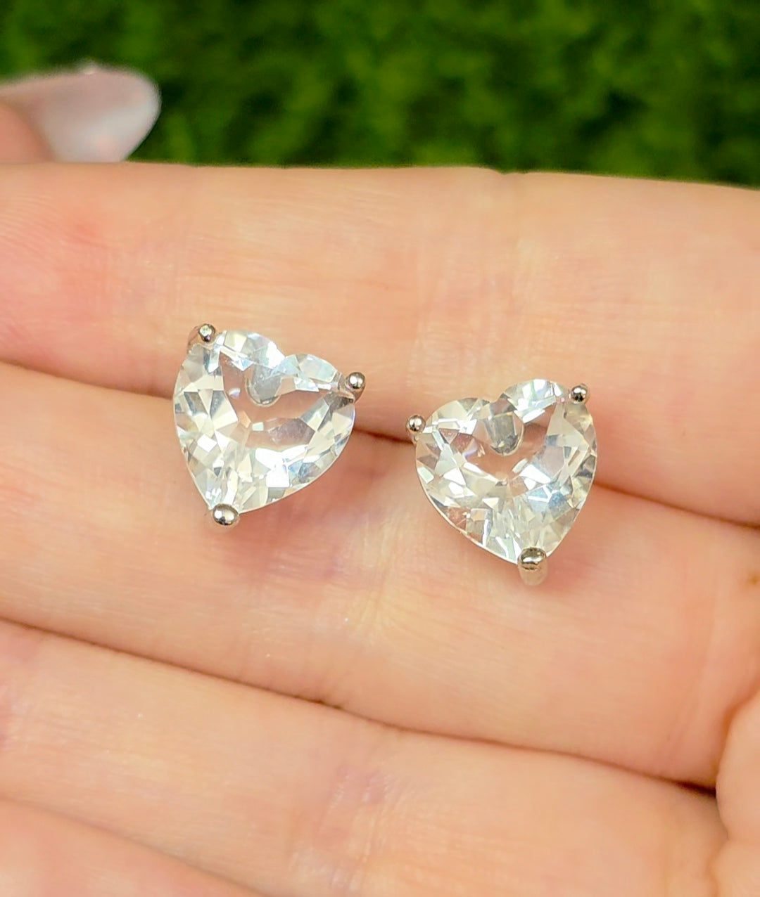 Clear Quartz Heart Earrings