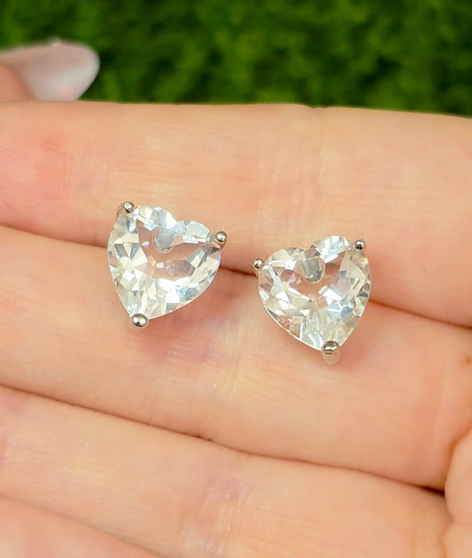 Clear Quartz Heart Earrings