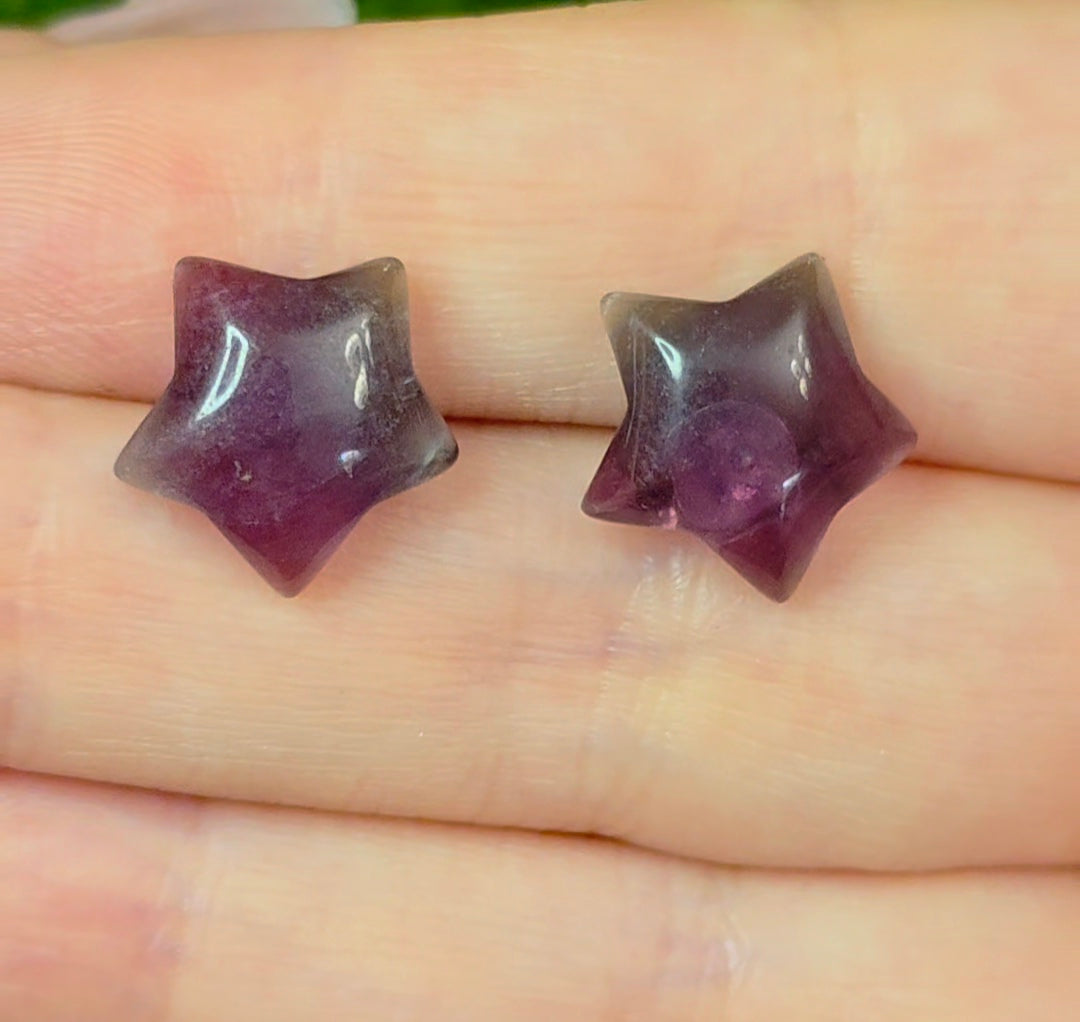 Purple Fluorite Star Earrings
