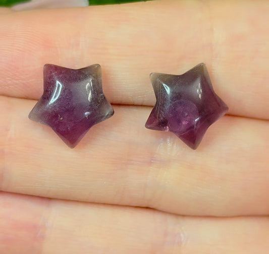 Purple Fluorite Star Earrings