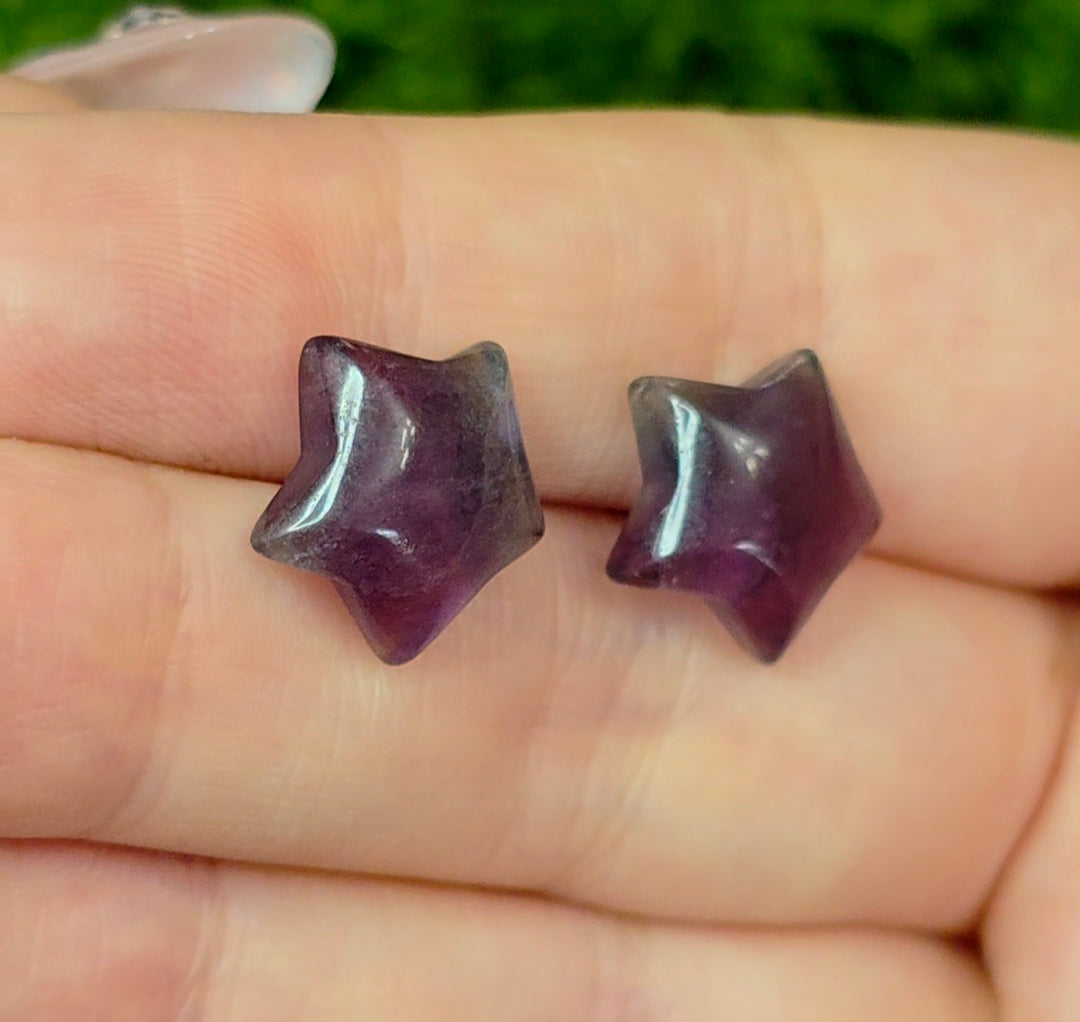 Purple Fluorite Star Earrings