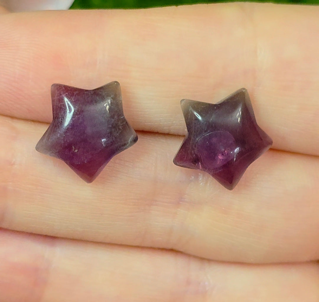 Purple Fluorite Star Earrings