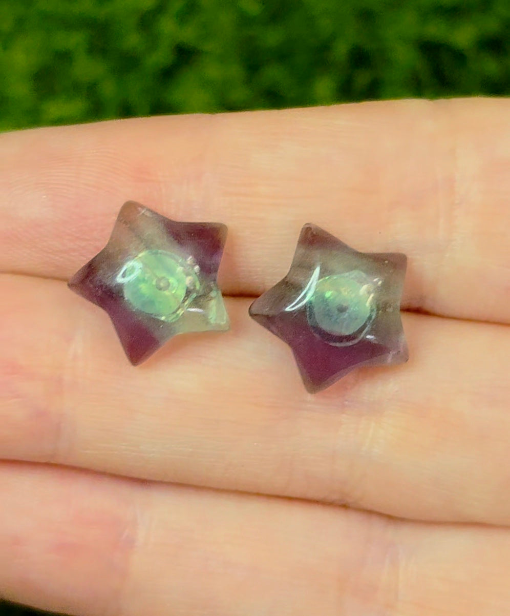 Banded Fluorite Star Earrings