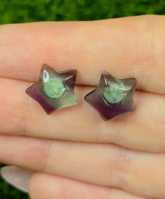 Banded Fluorite Star Earrings