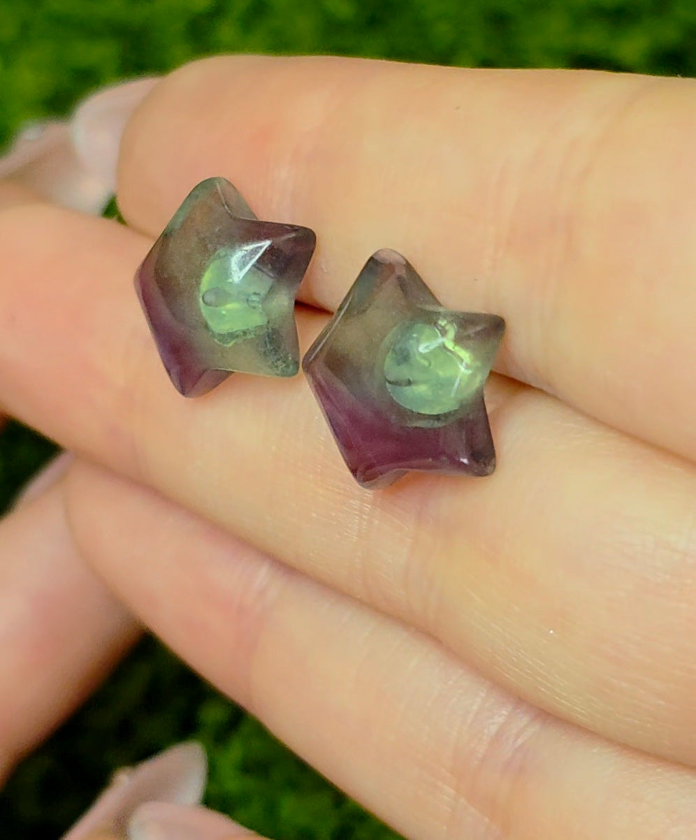 Banded Fluorite Star Earrings
