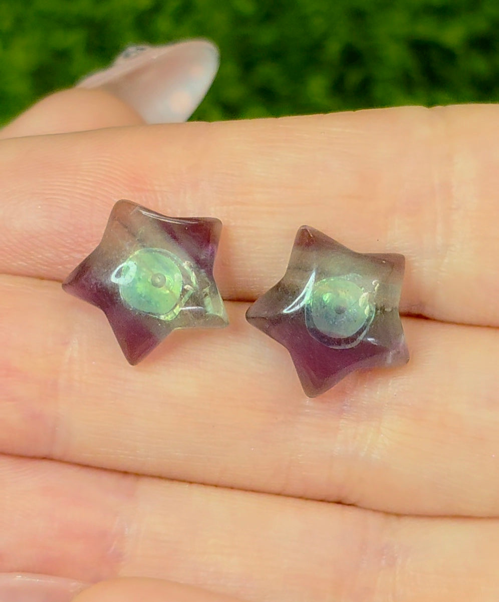 Banded Fluorite Star Earrings