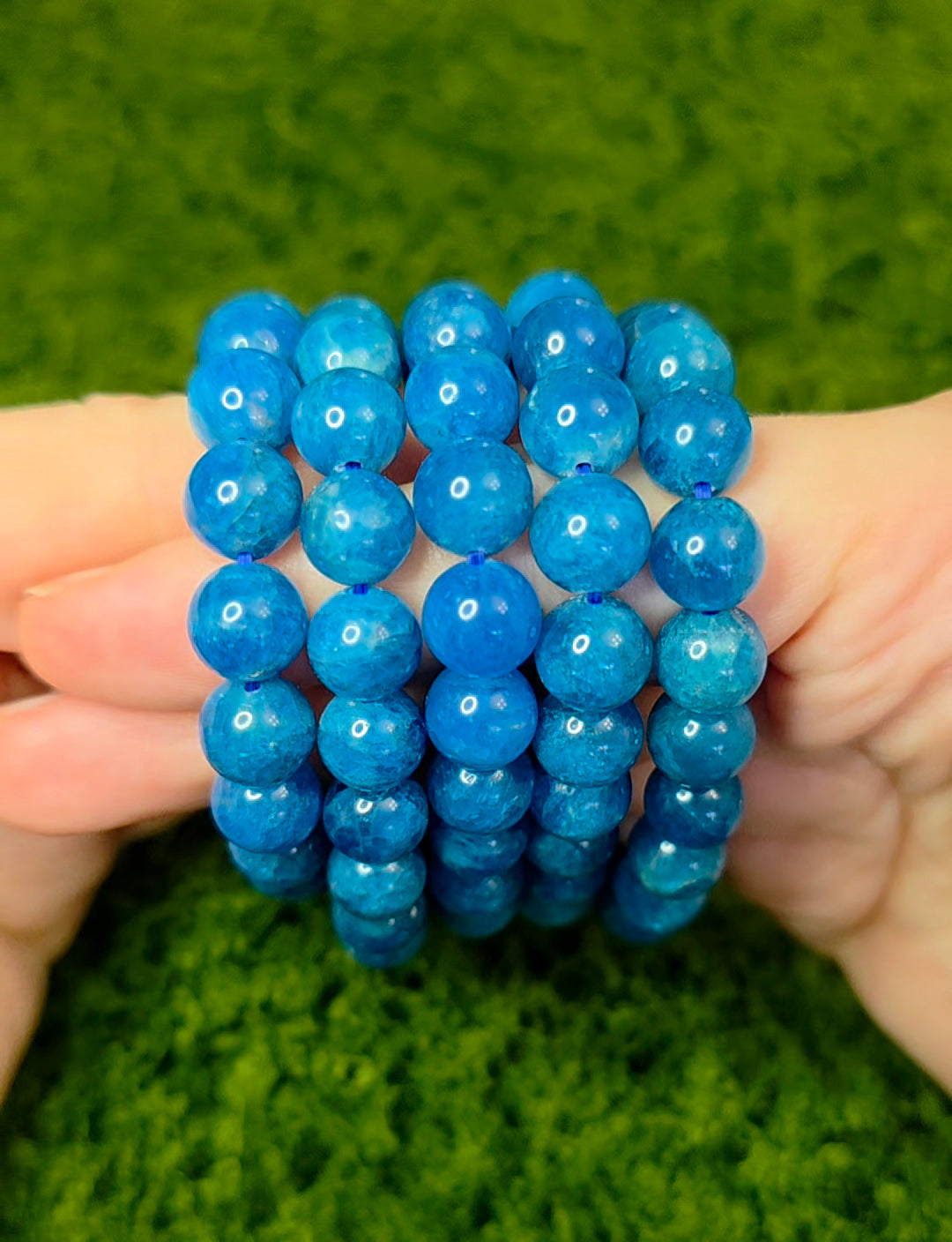 9.5 mm Blue Apatite Stretch Bracelet