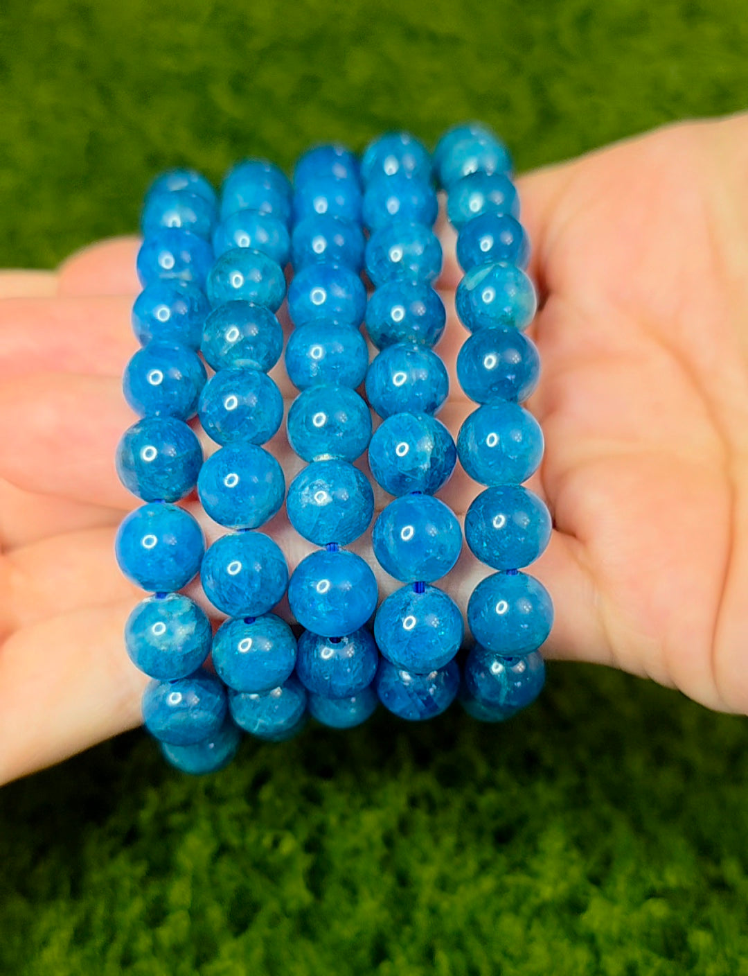 9.5 mm Blue Apatite Stretch Bracelet