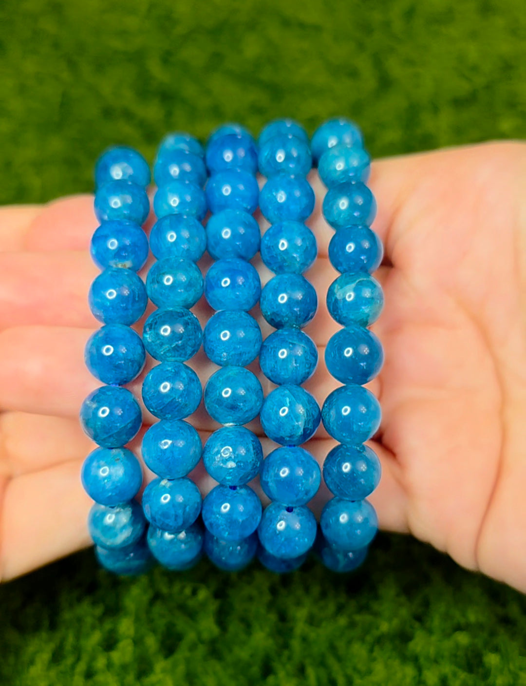 9.5 mm Blue Apatite Stretch Bracelet