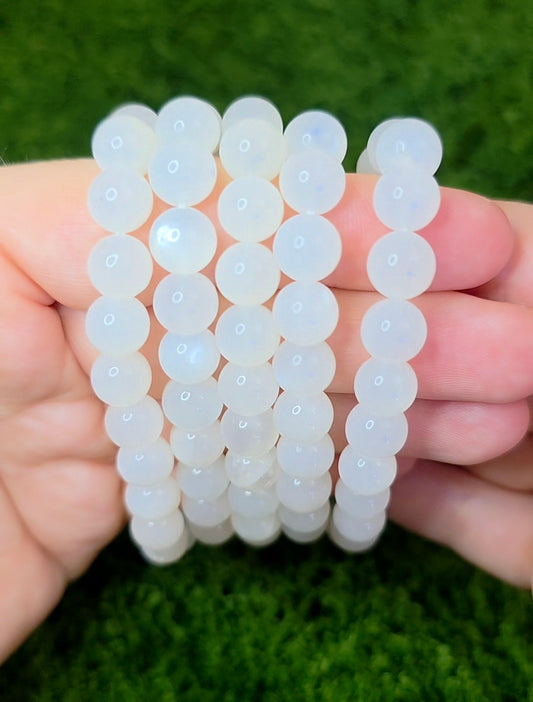8mm White Moonstone Stretch Bracelet