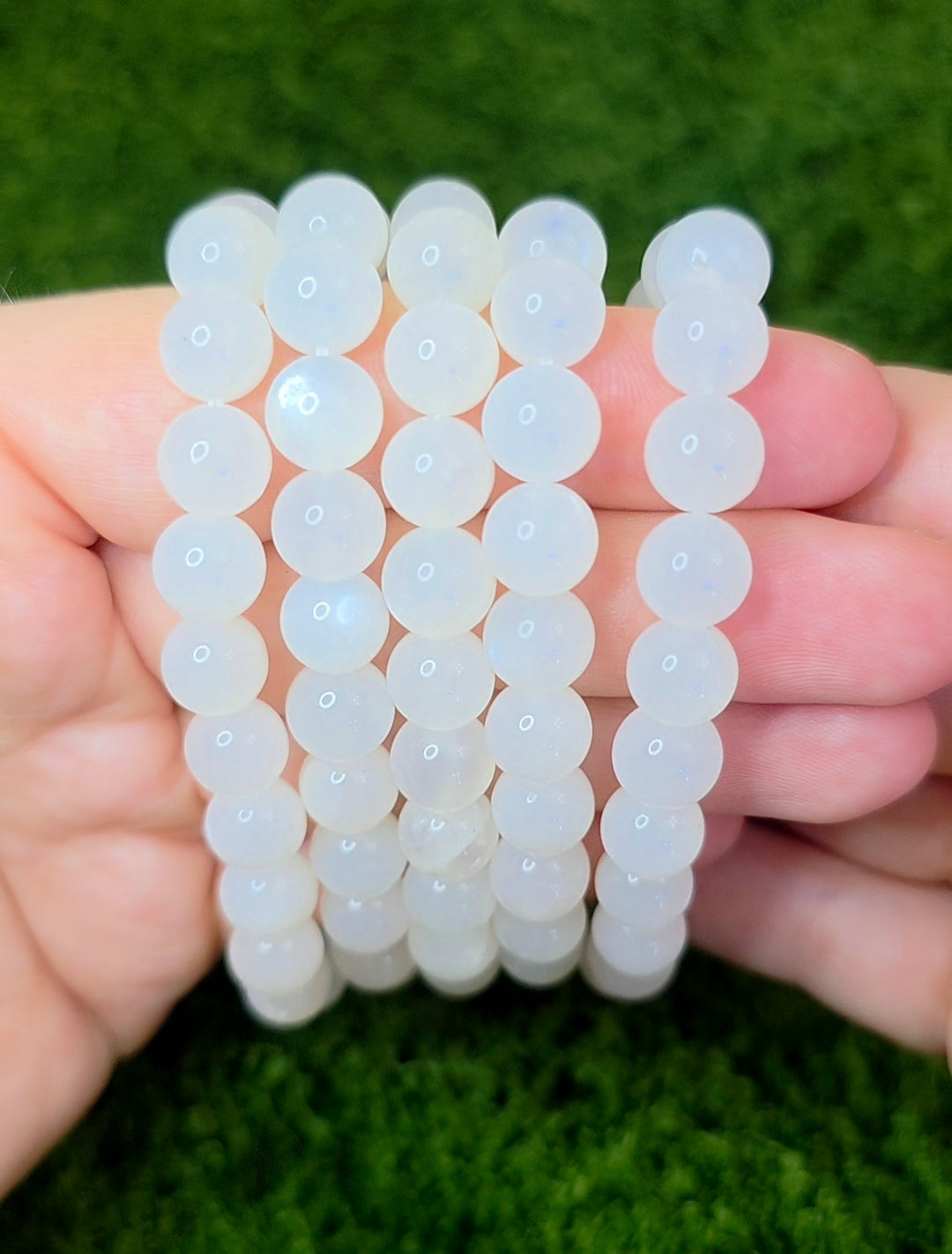 8mm White Moonstone Stretch Bracelet