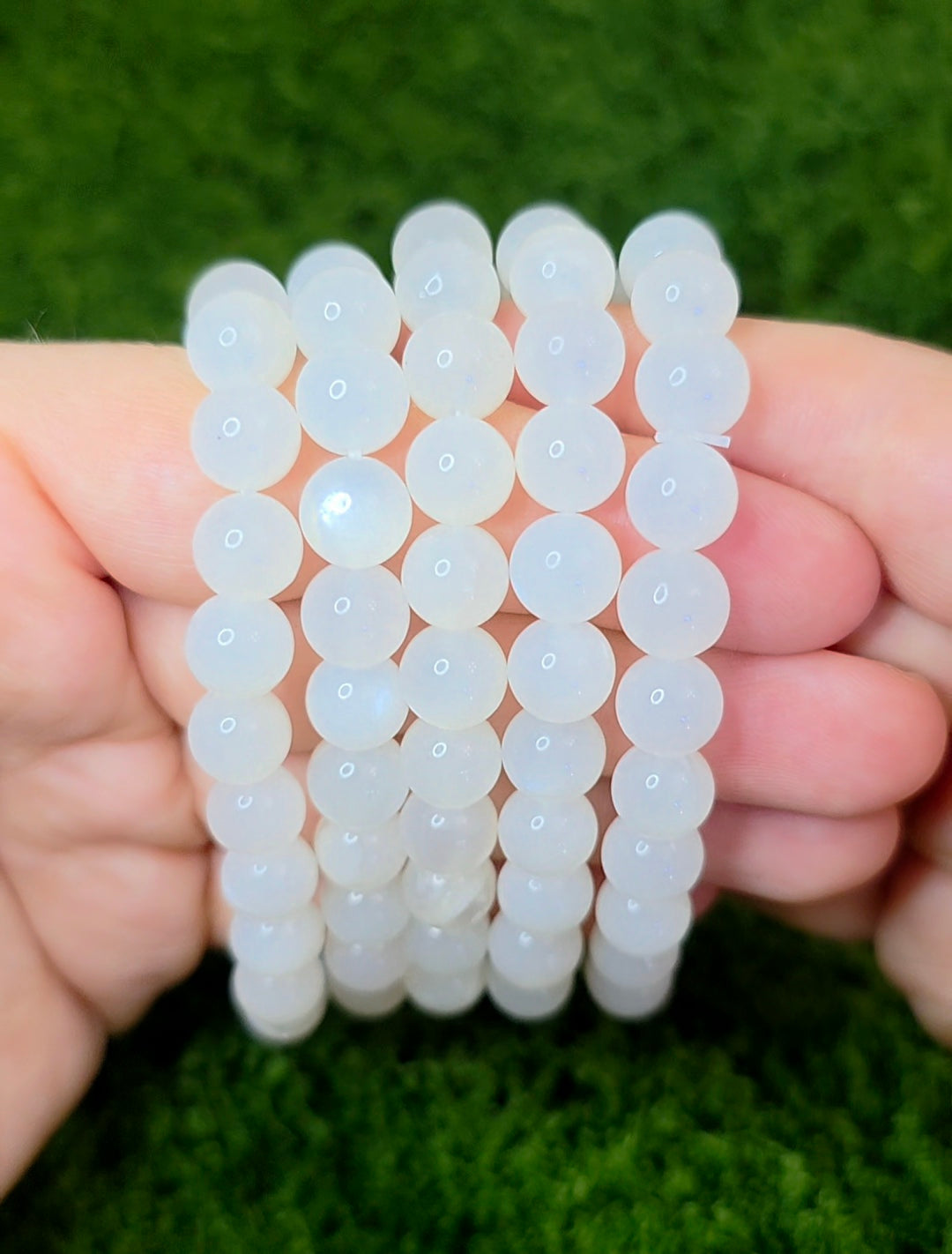 8mm White Moonstone Stretch Bracelet