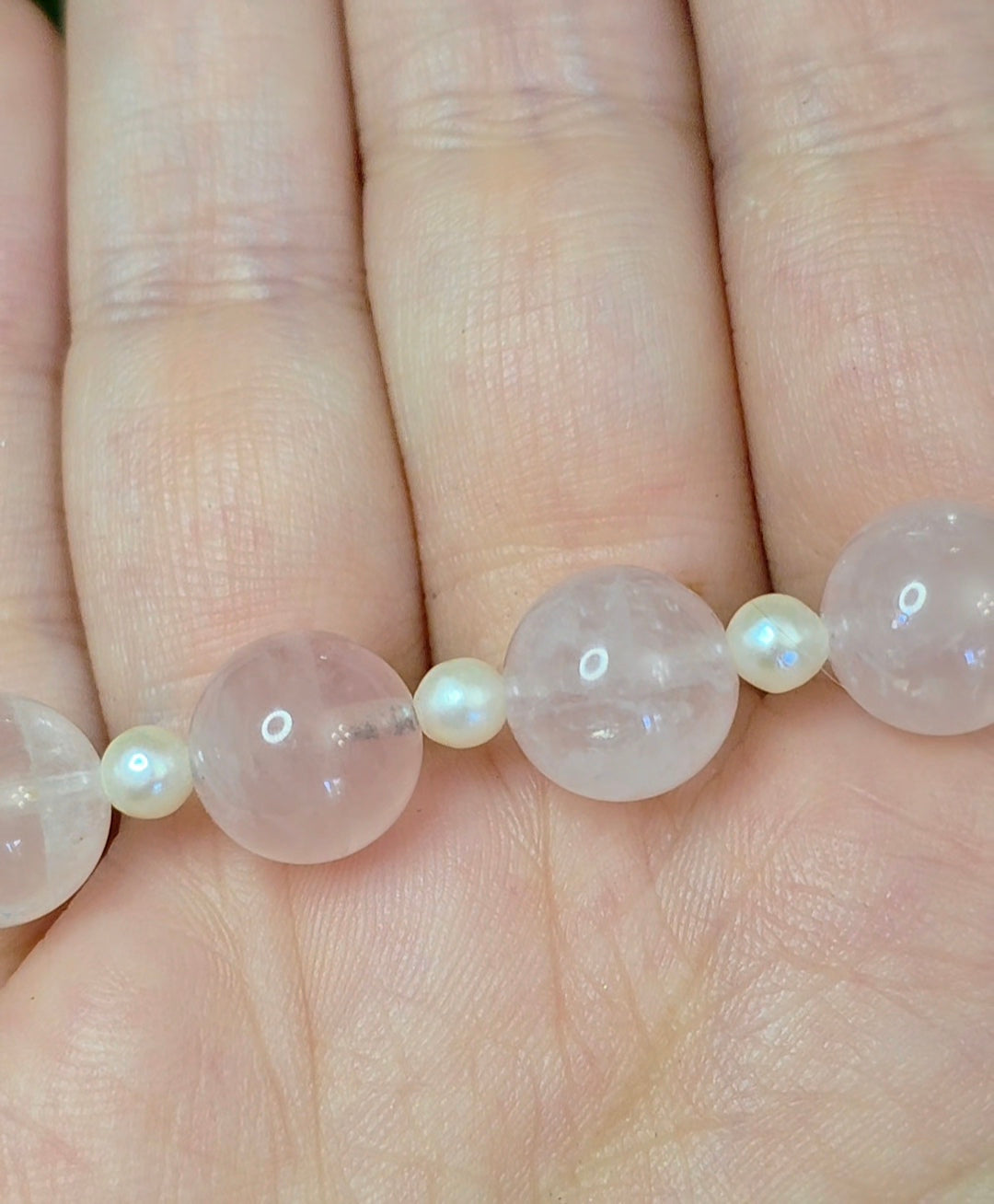 Rose Quartz, Pearl, and Opal Stretch Bracelet