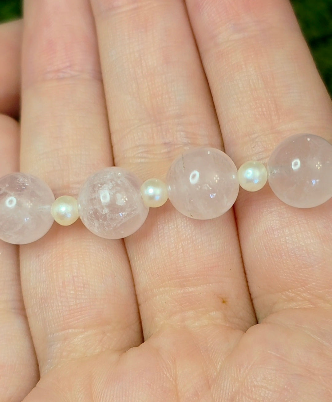 Rose Quartz, Pearl, and Opal Stretch Bracelet