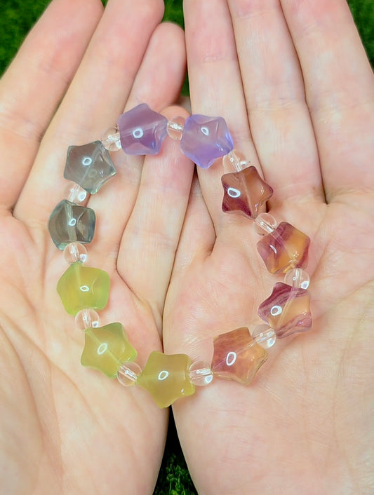 Candy Fluorite Stars Stretch Bracelet B